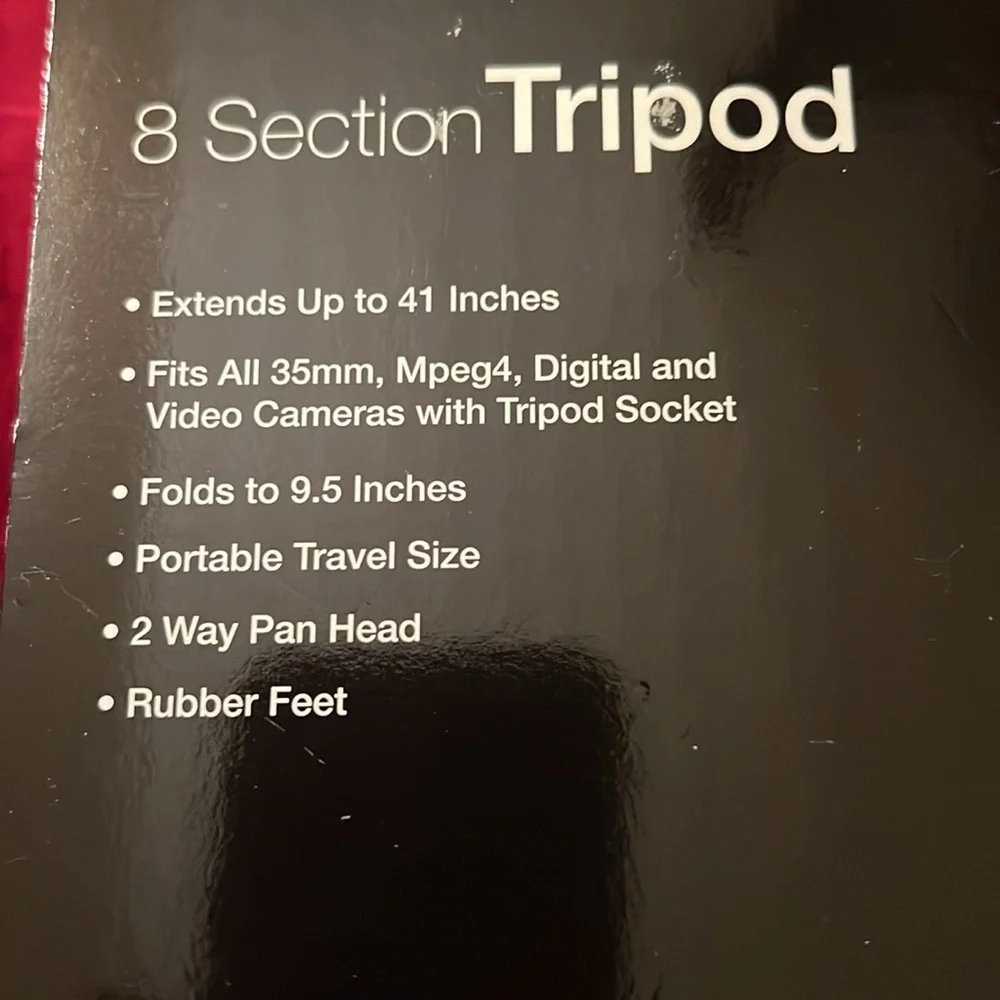 Unused in Original Packaging Vivitar 8 Section Black Photo/Video Tripod Stand